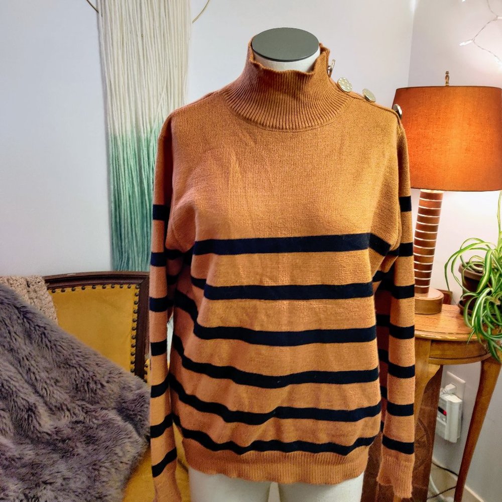 Striped Burnt Orange Turtleneck M